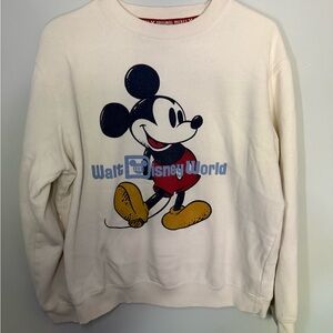 Disney Cream Crewneck Sweatshirt with Mickey Mouse